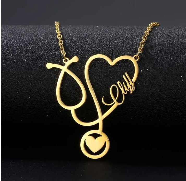 Custom Name Stethoscope Necklace - Main Image