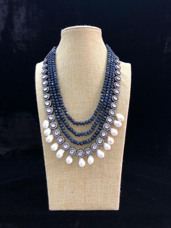 Blue Layered Pearl Necklace-FASHION KIDA-Fashion Kida