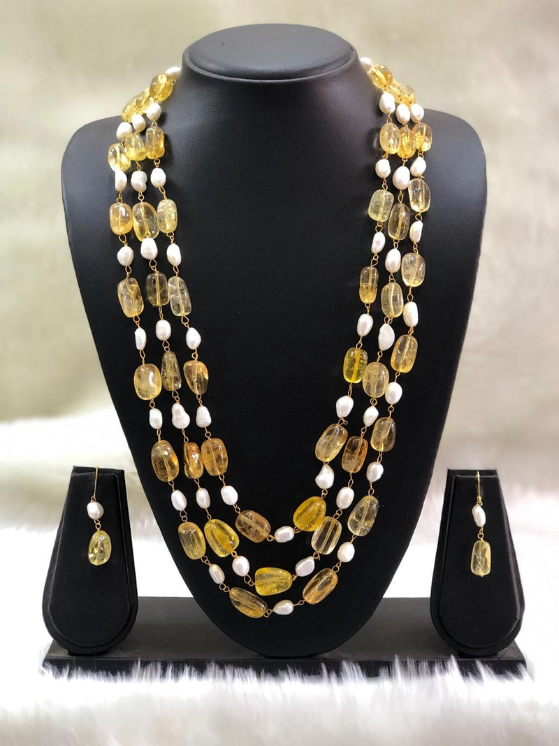 Seed Beads Yellow Necklace Set