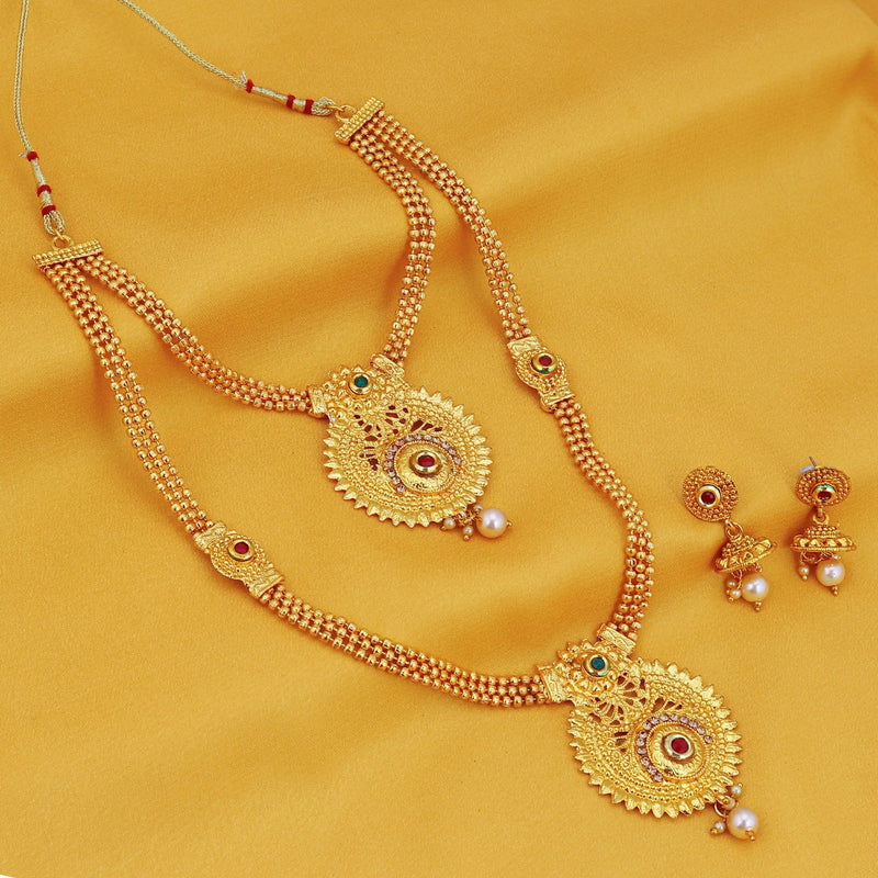 Cluster Gold Plated Necklace Set