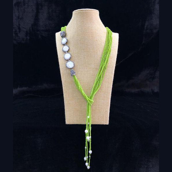 Twisted  Lime Green Beaded Gemstone Necklace
