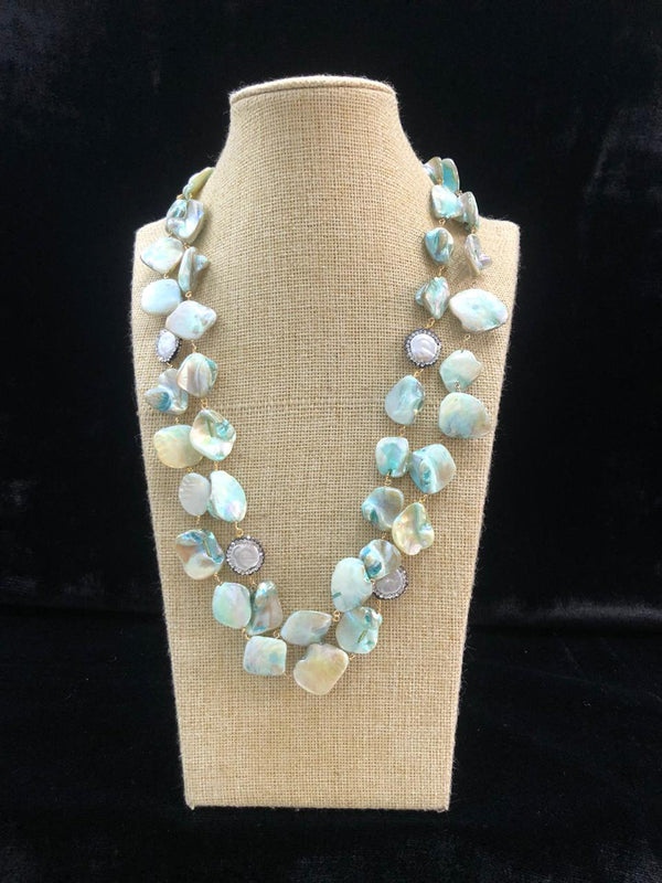 Mint Green Agate Two Line Necklace