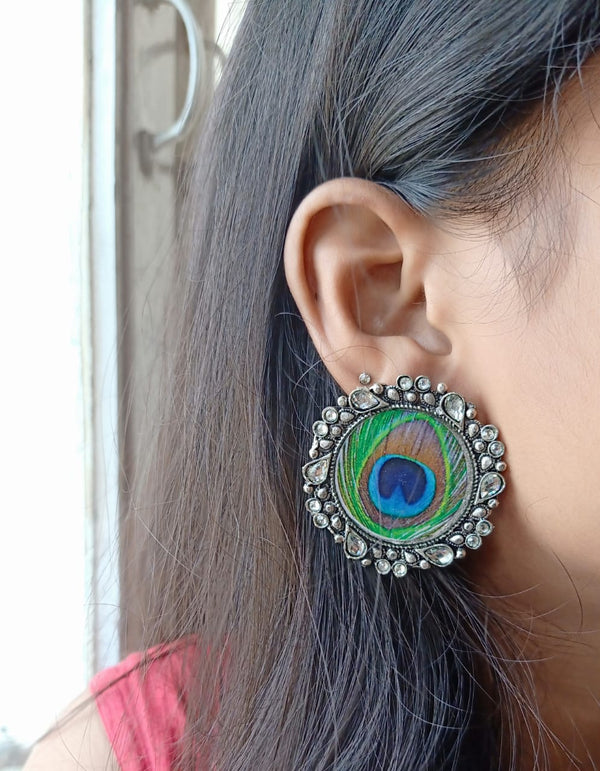Peacock Feather Designed Elegant Earrings