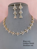 Delicate Golden Bordered CZ Necklace Set