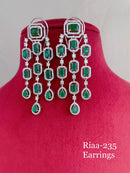 Flashy Emerald Green Leaflet CZ Earrings
