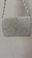 Designer Pearl Flap Clutch