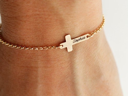 Personalized Cross Name Bracelet