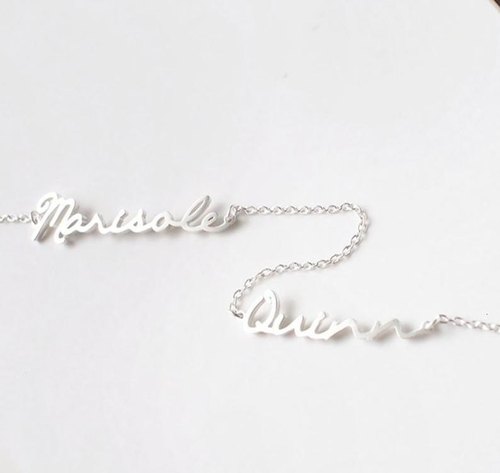 Double Dainty Name Pendant Bracelet