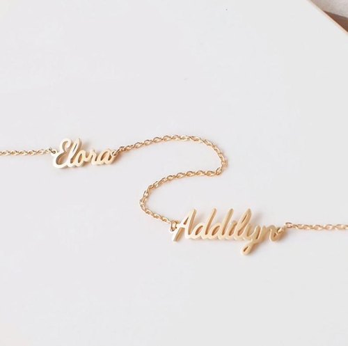 Double Dainty Name Pendant Bracelet