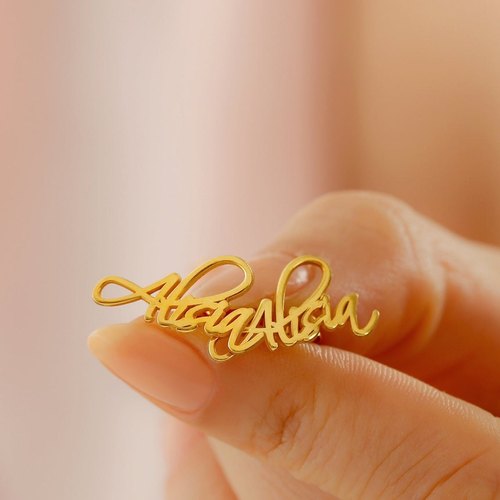 Ladies Personalized Name Brass Earring