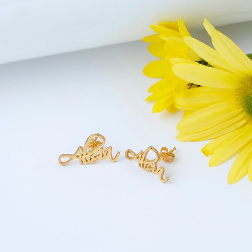 Ladies Personalized Name Brass Earring