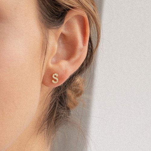 Pave Letter Personalised  Earrings