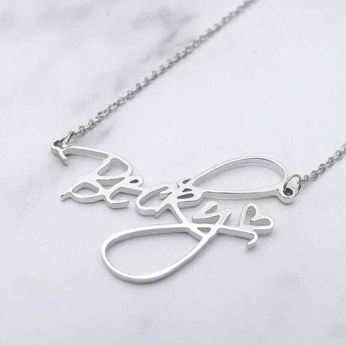 Whack Personalized Script Name Necklace With Heart