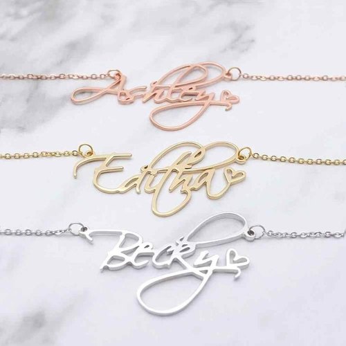 Whack Personalized Script Name Necklace With Heart