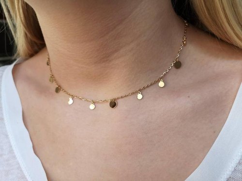 Dangle Choker Necklace With Simple Circle