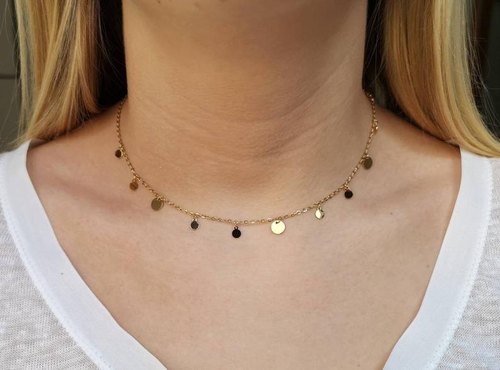 Dangle Choker Necklace With Simple Circle