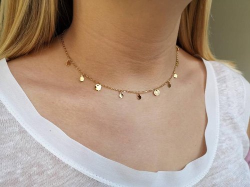 Dangle Choker Necklace With Simple Circle