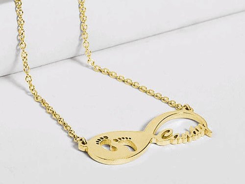 Personalized Footprint Infinity Name Necklace