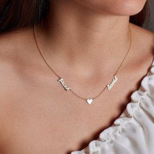 Stylish Double Name Pendant Necklace