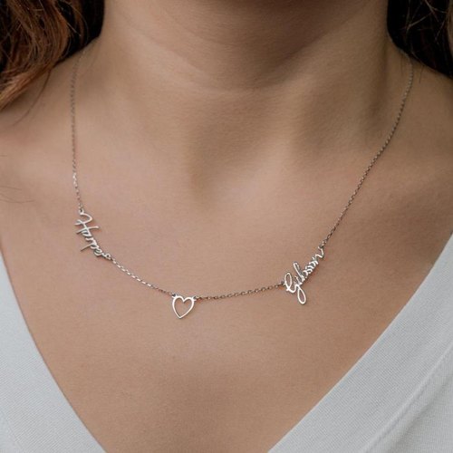Stylish Double Name Pendant Necklace