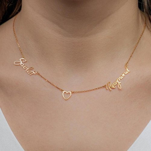 Stylish Double Name Pendant Necklace
