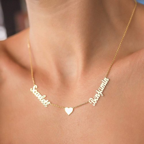 Stylish Double Name Pendant Necklace