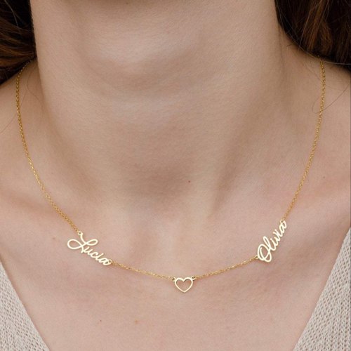 Stylish Double Name Pendant Necklace