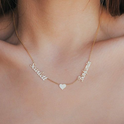 Stylish Double Name Pendant Necklace