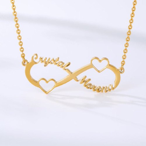 Trimming Infinity Necklace With 2 Hearts