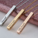 Four Sides Engraving Personalized Square Bar Name Necklace