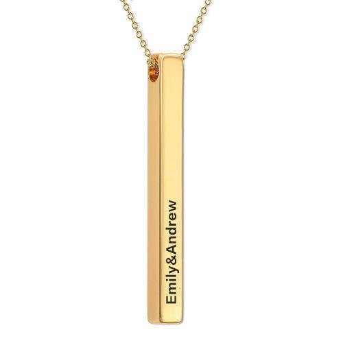 Four Sides Engraving Personalized Square Bar Name Necklace