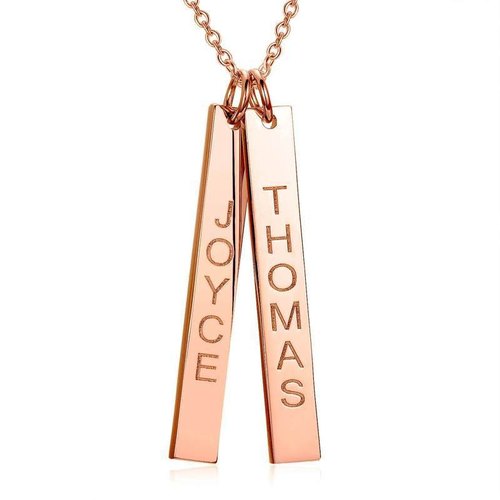 Rectangular Laser Engraving Name Necklace