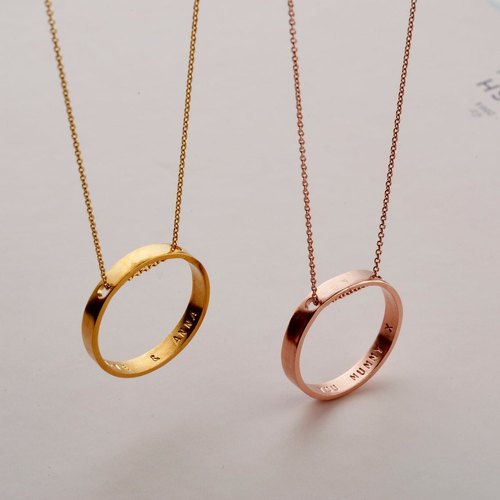 The Inner Circle Ring Chain Name Pendant Necklace