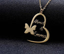 Heart With Butterfly Name Pendant Necklace