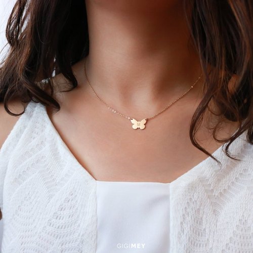 Butterfly Initial Name Pendant Necklace