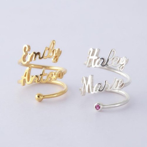 Double Frippery Name Ring - Adjustable