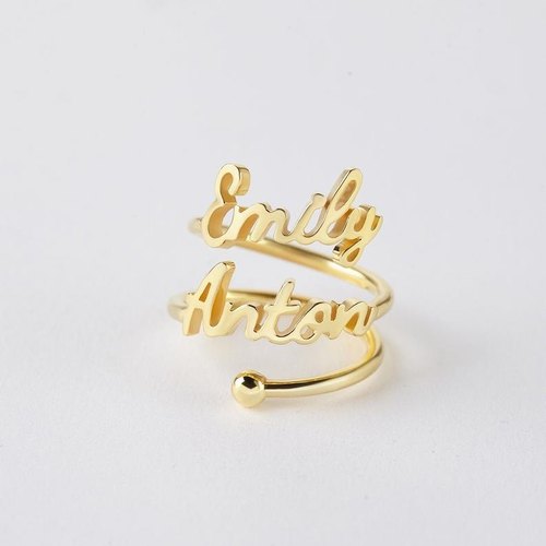 Double Frippery Name Ring - Adjustable