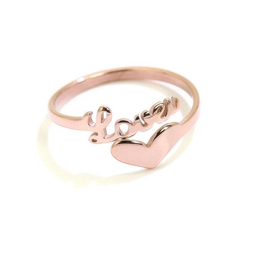 Customized Heart Name Ring - Adjustable