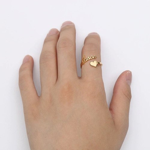 Customized Heart Name Ring - Adjustable