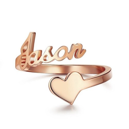 Customized Heart Name Ring - Adjustable