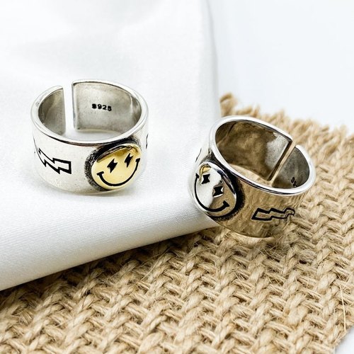Wide Smiley Face Ring