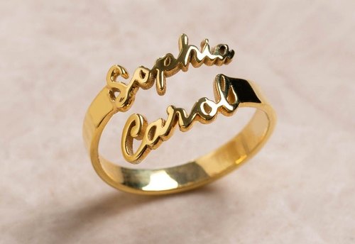 Custom Special Double Names Ring - Adjustable