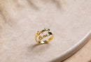Custom Special Double Names Ring - Adjustable