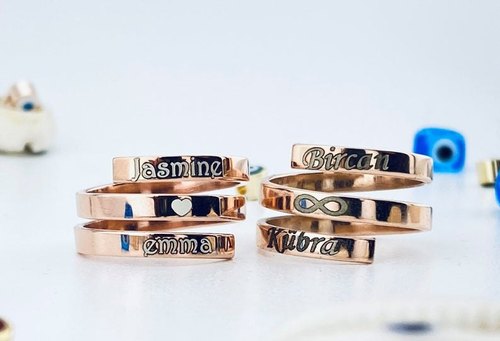 Stackable Name Ring - Adjustable