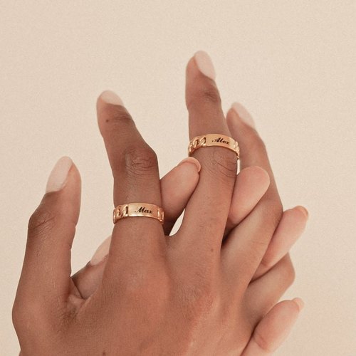 Personalized Name Ring with Curb Link Chain
