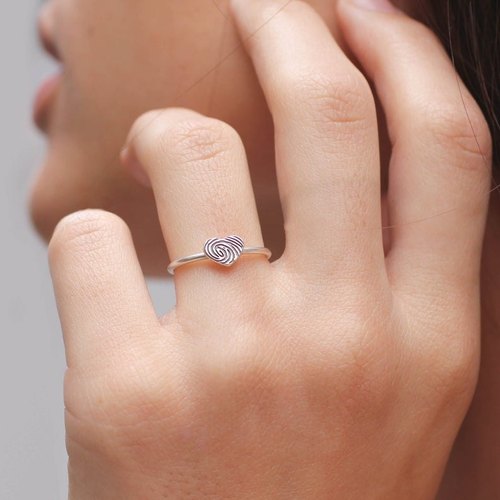 Dainty Fingerprint Heart Ring