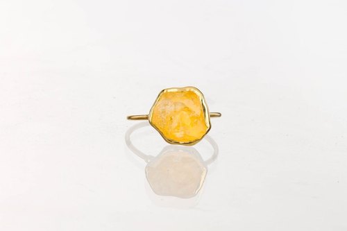 Raw Citrine Ring For Women Crystal Jewelry