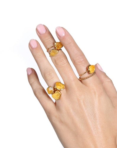 Raw Citrine Ring For Women Crystal Jewelry