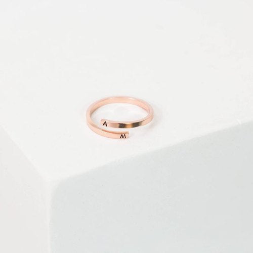 Letter Design Flower Ring - Adjustable