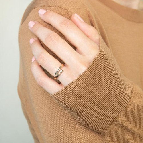 Letter Design Flower Ring - Adjustable